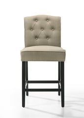 Jacopo Set of 2 Beige Fabric Counter Height Chairs with Black Finish Legs