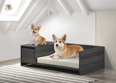 Enrica Ash Gray 47"W Modern Comfy Pet Bed with Cushion and Side Storage Compartment