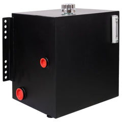 25 Gallon 12 Gauge Steel Hydraulic Fluid Reservoir Tank with Inlet 2" FNPT and Outlet 1-1/4" FNPT,Side Vertical-Mount, With Temp and Sight gauge, Black Color
