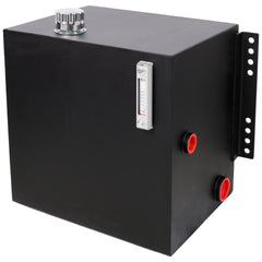 25 Gallon 12 Gauge Steel Hydraulic Fluid Reservoir Tank with Inlet 2" FNPT and Outlet 1-1/4" FNPT,Side Vertical-Mount, With Temp and Sight gauge, Black Color