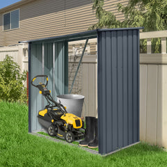 Outdoor Steel Firewood Rack,Open Wood Shed with Sloped Roof for Firewood,Pellet,or Lumber Storage,Black