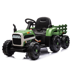 Ride on Tractor with Trailer,24V Battery Powered Electric Tractor Toy, 200w*2motor 1.86-4.97MPH/Remote Control,electric car for kids,Three speed adjustable,USB,MP3 ,Bluetooth,LED light, safety belt.