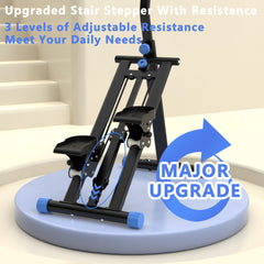Stair Stepper with resistance Home-Upgrade Vertical Climber Workout Machine for Full-Body Exercise Climber Fitness Equipment with Stable Frame Adjustable Handlebar-Black Blue