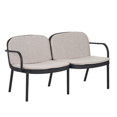 Luna Outdoor Patio PP Loveseat, Black Frame with Beige Cushion
