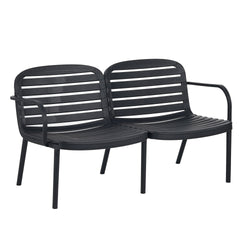 Luna Outdoor Patio PP Loveseat, Black Frame with Beige Cushion
