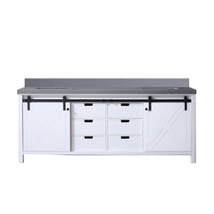 White Double Bath Vanity 84 in. W x 22 in. D, with Grey Quartz Countertop