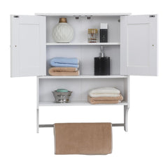 Over The Toilet Storage Cabinet,Farmhouse Medicine Cabinet with 2 Door and Adjustable Shelves,21.65 x 7.1 x 27.6 Inches, Bathroom, Living Room, White