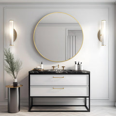 42 Inch Gold Metal Framed Round Bathrrom Mirror for Wall.(W2203P156444)