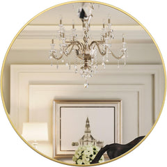 42 Inch Gold Metal Framed Round Bathrrom Mirror for Wall.(W2203P156444)