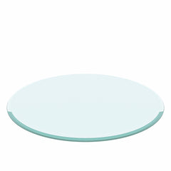 28" Inch Round Tempered Glass Table Top Clear Glass 2/5 Inch Thick Beveled Polished Edge