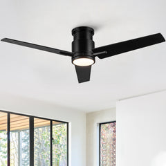 52" Black Lowe Profile Ceiling Fan with Light