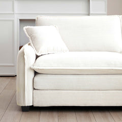 Ottoman Footstool in Corduroy Fabric, Can be Used with 2 Seater Sofas, 3 Seater Sofas and 4 Seater Sofas, Beige Corduroy Fabric