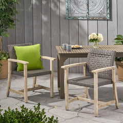 HAMPTON WOOD AND WICKER DINING CHAIR( SET OF 2 )