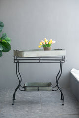 32x15x31" Maggie Galvanized Tray Table Accent Table
