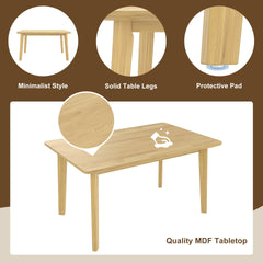 Rustic Farmhouse DiningTable - Solid Wood Frame, Minimalist Retro Dining Table for Dining Room, Living Room, Natural
