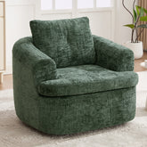 360° Swivel Sofa Chair Accent Barrel Chair 36.6" Swivel Round Chair with Dual-layer Cushion Design for Living Room, Bedroom, Office and Hotel, Green