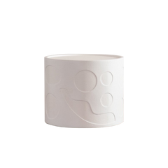 Round Side Table Handcrafted Relief Sturdy Pedestal Wooden SideTable for Living Room no need to Assemble