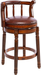 Cow top Leather Wooden Bar Stools, 360 Degree Swivel Bar Chair with Backs,Bar height Couner Height Barstools for Home Kitchen Dining Room and Bar Room(Brown 1pc)