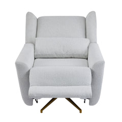 Power Recliner Chair Swivel,Upholstered 360° Swivel Recliner with gold 5 star base-light grey