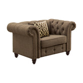 Aurelia Brown Linen Chair W/Pillow
