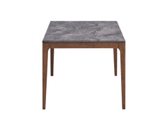 Bevis Engineered Stone Top & Walnut Finish Dining Table