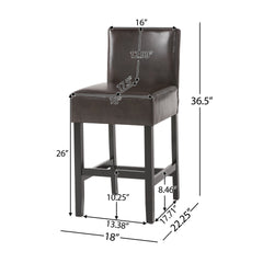 26-inch Brown Leather Counter stools (Set of 2)