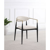 Mistra Beige Fabric Upholstered Dining Arm Chair (Set of 2)