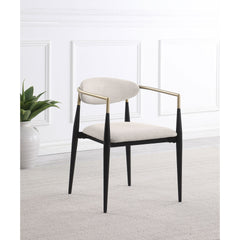 Mistra Beige Fabric Upholstered Dining Arm Chair (Set of 2)
