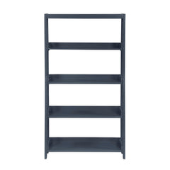 Modern Traditional Bookcase 4-Shelves Sleek Blue Finish Wooden Furniture 1pc Display Rack