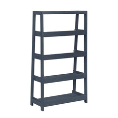 Modern Traditional Bookcase 4-Shelves Sleek Blue Finish Wooden Furniture 1pc Display Rack