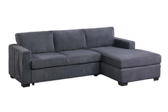 L-Shaped Sectional Sofa 2pc Square Arms Plastic Legs right Arm Chaise Left Arm Sofa Dark Gray Finish Primary Living Room