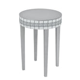 Round Side End Table, Round Accent Tablewith Bling Crushed Diamond Edge Frame,Nightstand for Small Spaces, Bedroom,Coffee, Entryway,9.7" Diameter x 28.33"