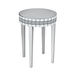 Round Side End Table, Round Accent Tablewith Bling Crushed Diamond Edge Frame,Nightstand for Small Spaces, Bedroom,Coffee, Entryway,9.7" Diameter x 28.33"