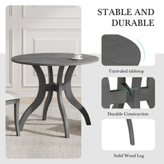 Oak Gray Round Dining Table 39.4" – Traditional Solid Wood Legs, Timeless Elegance, Ideal Focal Point for Family Gatherings