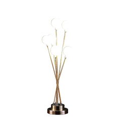 27.5" In 6-Light Acrylic Globe Aluminun Led Chrysanthe Yellow Gold Metal Table Lamp
