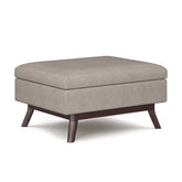 Owen 34 inch Wide Coffee Table Storage Ottoman in Natural Linen Look Fabric