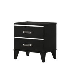 Contemporary Shiny Black Finish 2 Storage Drawer Nightstand Wooden Bedroom Furniture 1pc