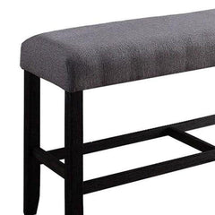 1pc Counter Height Bench Espresso Finish Wood Upholstered Padded Seat Apron Kitchen Dining Furniture Footrest Support