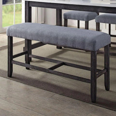 1pc Counter Height Bench Espresso Finish Wood Upholstered Padded Seat Apron Kitchen Dining Furniture Footrest Support