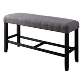1pc Counter Height Bench Espresso Finish Wood Upholstered Padded Seat Apron Kitchen Dining Furniture Footrest Support