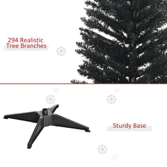 HOMCOM 5' Artificial Pencil Christmas Tree, Slim Xmas Tree with 294 Realistic Branch Tips and Plastic Stand, Black