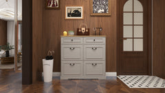 Shoe Storage Cabinet with 2 Drawers, 4 Flip Drawers, Freestanding Shoe Cabinet Organizer with Adjustable Shelf, Shoe Cabinet for Entryway, Foyer, Slim Shoe Cabinet-Antique White