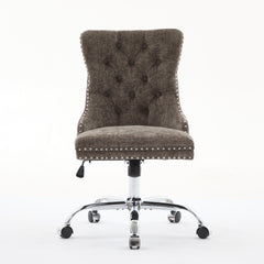 A&A Furniture Office Chair,Modern Chenille Upholstered Tufted Button Home Office Chair with Chrome Metal Base,Adjustable Desk Chair Swivel Office Chair (Gray)