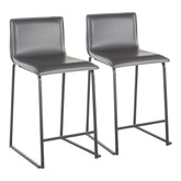 Mara 26" Contemporary Counter Stool in Black Metal and Grey Faux Leather by LumiSource - Set of 2