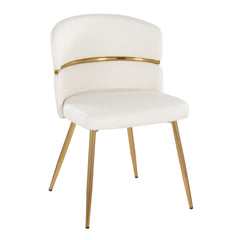 Cinch Glam/Art Deco Dining Chair in Gold Metal and White Faux Leather by LumiSource - Set of 2