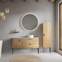 Emilia 48" Striped Natural Oak Bathroom Vanity with Sink, without drainage and faucet, Freestanding Bathroom Cabinet for Modern Bathroom, KD