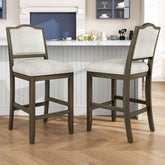 Counter Height Bar Stools Set of 2 - Rustic 2 Pack Bar Stools with Rubber Wood Frame, Ergonomic Backrest, Versatile for Kitchen Island, Dining Room, Brown