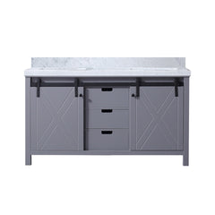 Dark Grey Double Bath Vanity 60 in. W x 22 in. D, with Carrara Marble Countertop