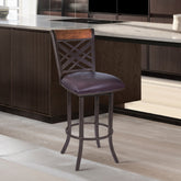 Mivara 30" Barstool in Auburn Bay finish with Brown Pu upholstery