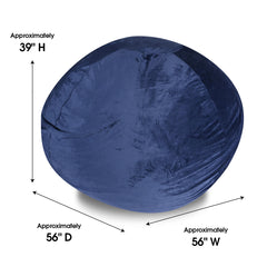 Minky Velvet Bean Bag Chair, Navy-5ft Plush Floor Chair for Kids and Adults w/ Washable Cover, Lounge Chair with Stretchable Fabric, Comfy Bedroom Chair, Filled with Shredded and Memory Foam.